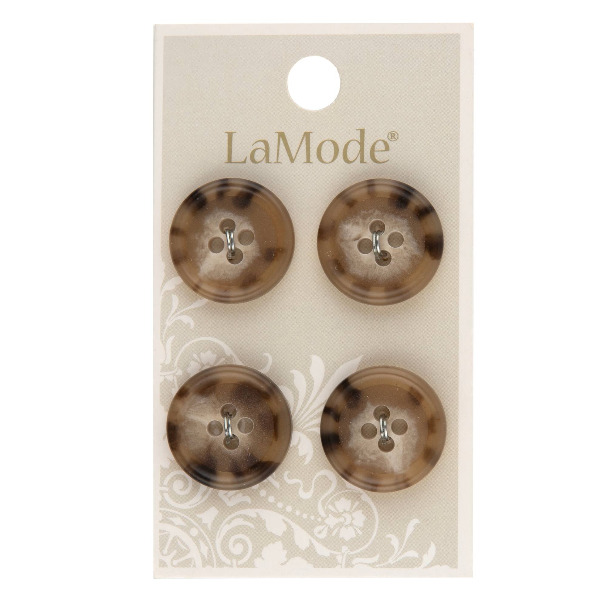 LaMode® 3/4" Beige & Stripe Buttons, 4ct.